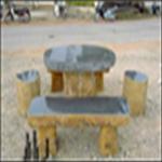 玄武岩六方石石桌石椅