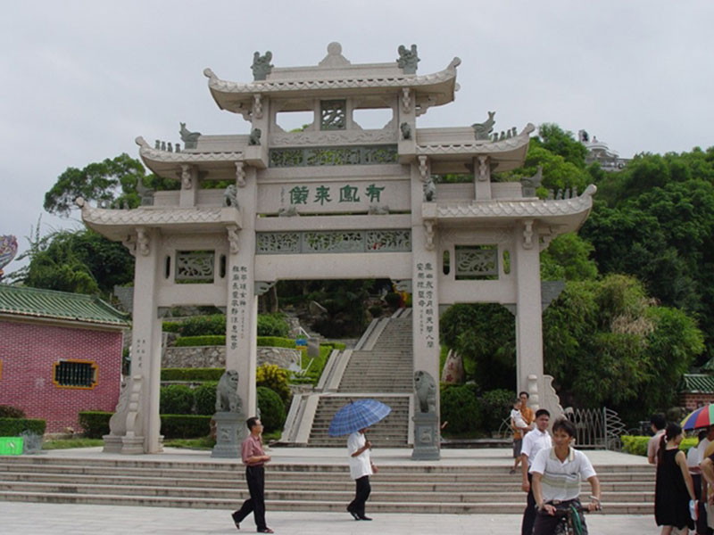 花岗岩三门寺庙石雕牌坊