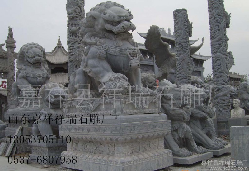 嘉祥石雕 石狮子 汉白玉北京石狮