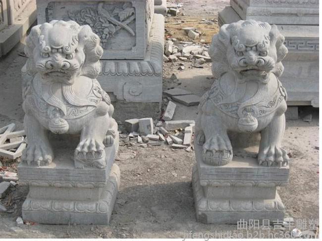 延安动物雕塑石雕狮子雕塑 中式汉白玉石狮子 镇宅辟邪狮子摆件