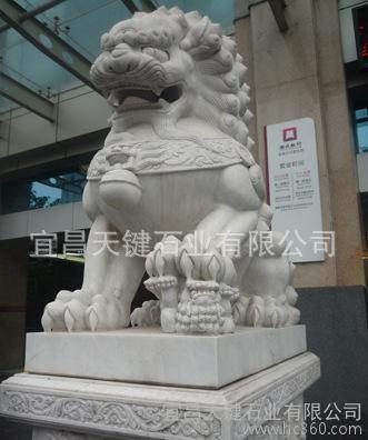 天键石业   湖南汉白玉石狮子     