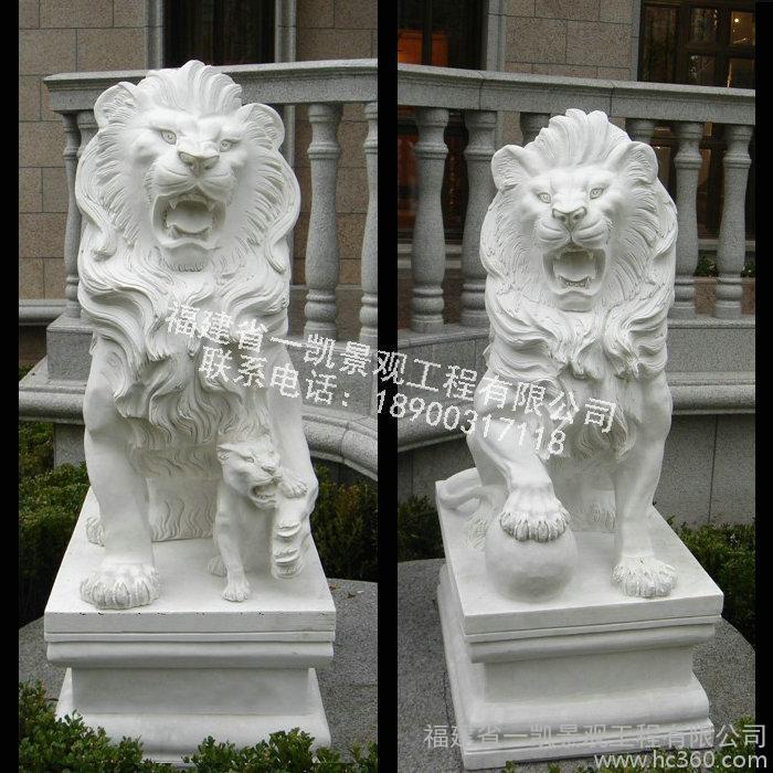 厂家专业生产汉白玉石狮子 石雕狮子