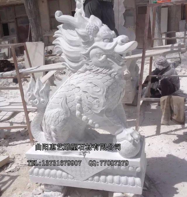 石雕麒麟貔貅 大理石动物雕塑 晚霞红 PX-11