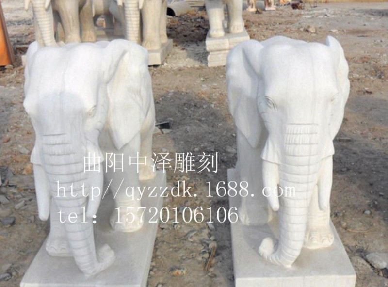 ，现货销售，石雕麒麟，招财大象，汉白玉大象石雕