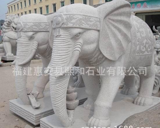 1米高汉白玉石雕大象 石材雕塑大象 
