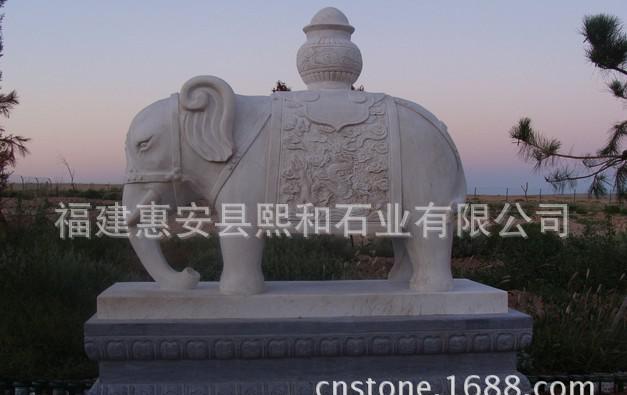 惠安直接晚霞红石雕大象 招财进宝 