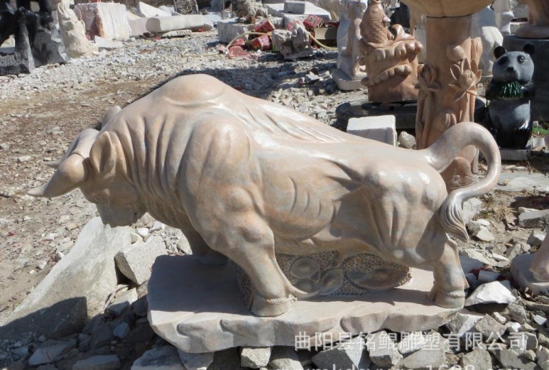 石雕牛 动物雕刻 园林雕塑 大理石石