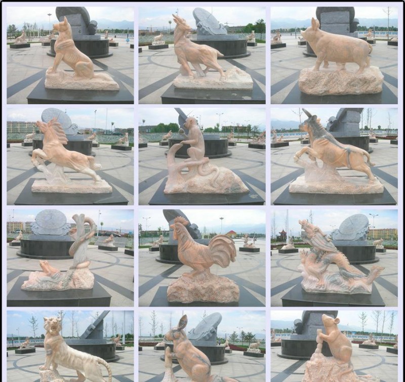 石雕十二生肖 青石石雕属相 生肖座椅 公园动物石凳