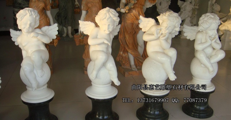 小天使雕塑 石雕人物 西式人物雕刻 汉白玉西方人物雕塑 SR
