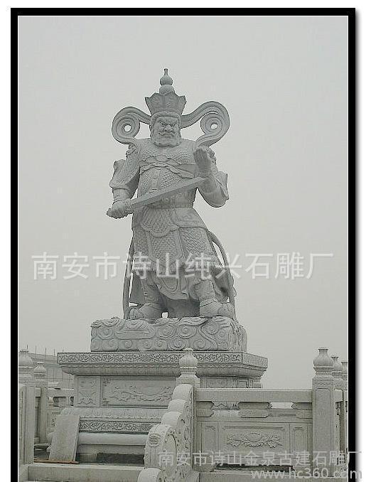 石雕四大天王，佛教寺庙雕像，石雕