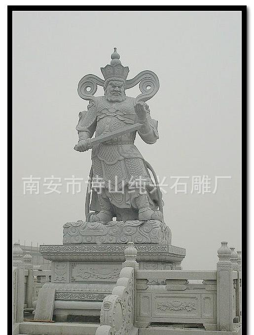 石雕四大天王，佛教寺庙雕像，石雕