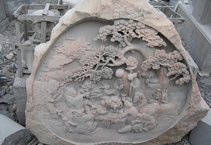 中央美院工艺师手工雕刻福禄寿石雕