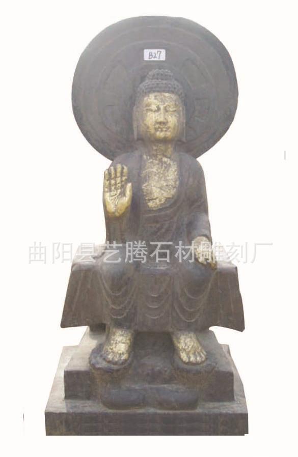 仿古石雕站座佛像