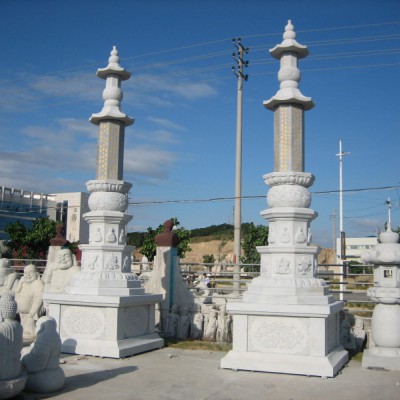 福建石雕厂，寺庙石雕经幢，大型石