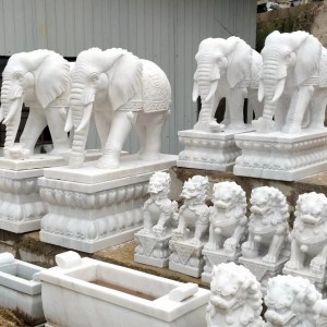 大象石雕花岗岩摆件厂 加工定制 寺庙景观门口石象